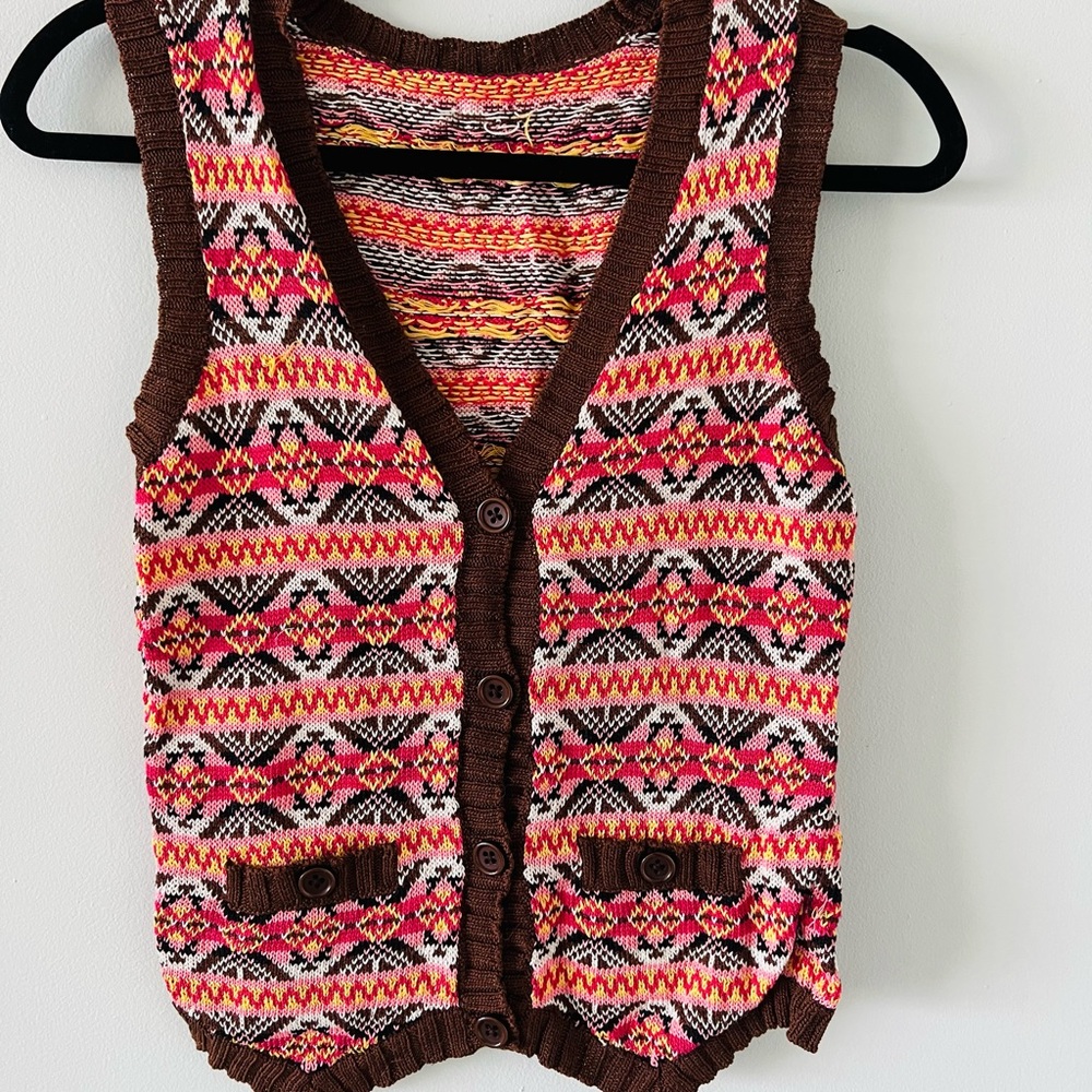 Pink and Brown Sweater Vest